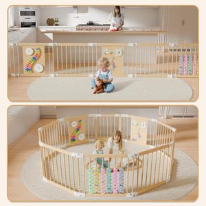 Box per bambini in legno facile da giocare per bambini, gioco portatile, centro di attività pieghevole con recinzione, Area giochi e giocattoli - Product Image 2