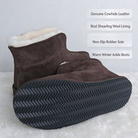 Bottes d'hiver pour hommes en cuir de vache véritable, doublées de laine véritable, chaudes, courtes, antidérapantes, chaussures décontractées d'extérieur