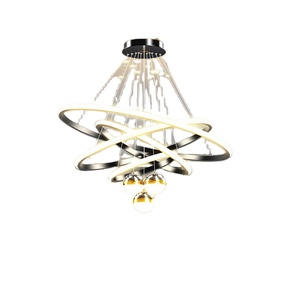 Lustre LED rond moderne en acier inoxydable noir pour salle à manger, lumière blanc chaud 3500K, dimmable, culot E27 - Product Image 3