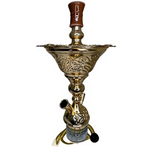 Ensemble de chicha Khalil Mamoon Shika Mini Tryon moderne en laiton givré, vente en gros, avec base en forme de goutte d'eau - Ensemble complet - Product Image 4