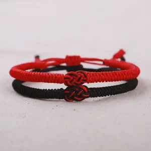 Handmade Cotton Braided Explosive Red Rope Bracelet Hand-Woven Adjustable Double-knot Bracelet For Men And Women