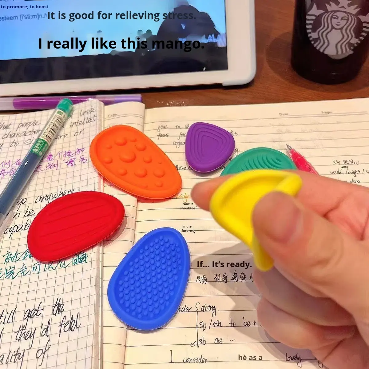 Youth Children's Water Play Sensory Fidget Silicone Worry Stone Textured Stress Relief Anxiety Toy