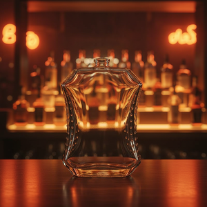 Bouteille à spiritueux en verre de forme irrégulière, la plus vendue, avec base épaisse, double tour de taille et design en relief, bouchon en liège, fabrication OEM - Product Image 1