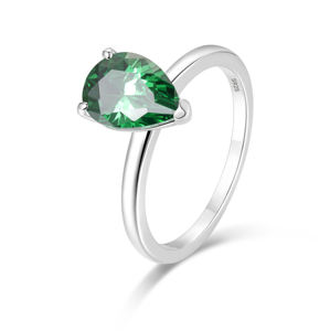 奥兰2CT梨切黑色宝石立方氧化锆承诺订婚925纯银戒指女性泪珠锆石结婚戒指 - Product Image 5