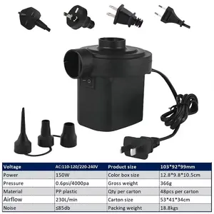 Bomba de ar inflável elétrica doméstica, fonte de alimentação para brinquedos, inflador de ar, inflador/desinflador de brinquedos,