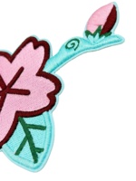 Patchs brodés en forme de fleur rectangulaires en tissu de toile écologique personnalisés en 3D, vente en gros, haute qualité
