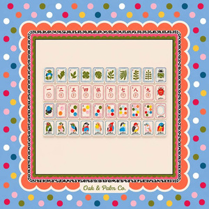 Tuiles de Mahjong en acrylique à 4 couches, motif Feuille de Ginkgo du Kentucky, avec 10 tuiles Joker Oiseaux et 8 motifs Fleurs Sauvages, collection Botanical <span class=keywords><strong>Bird</strong></span> & Blossom - Product Image 4