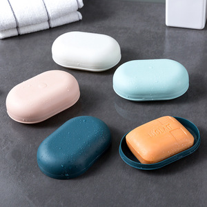 Soap Dish Oval Plastic With Lid Large Size Bathroom Soap Holder Portable Soap Tray For Home Use - Product Image 1