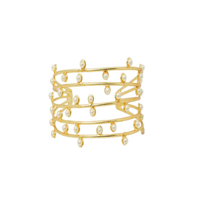 Elegant Gold Plated Pearl Open Cuff <b>Bracelet</b> for Women <b>Adjustable</b> Handmade Fashion Jewelry - Product Image 1