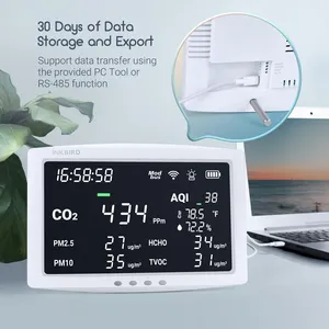 Inkbird monitor de qualidade do ar, wi-fi IAQM-128W 8 em 1 para co2, pm2.5, pm10, tvoc, hcho, aqi, temperatura, umidade