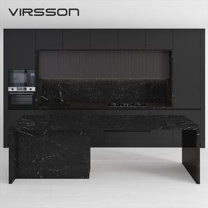 Gabinetes de Cocina Modulares de Diseño Europeo sin Marco, con Acabado Negro Brillante de Alta Gama y Cajones con Cierre Suave - Product Image 1