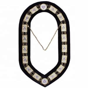 Wholesale Custom Masonic LOCOP Chain Collar Sequins Gold Metal Sew-On <b>Badge</b> <b>Magnetic</b> Feature Plating Technique Mason Collar - Product Image 1