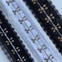 Vente en gros 2.5cm * 2.5cm 3cm ** 3cm noir blanc dentelle tissu coton or argent crochet et ruban adhésif sangle
