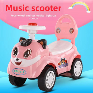 Musical Baby Walker &amp; 4-Wheel <strong>Ride</strong>-<strong>on</strong> Balance Bike for Toddlers 2-6 Years, Indoor Sliding Toy with Lights &amp; Music - Product Image 1