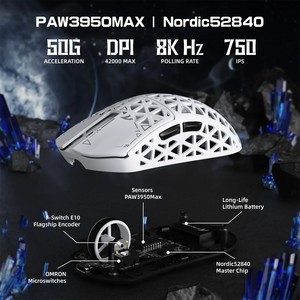 Ratón para Juegos ATTACK SHARK R5 Ultraligero de Fibra de Carbono con Sensor PAW3950MAX Inalámbrico con Frecuencia de Actualización de 8000Hz - Product Image 4