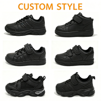 Chaussures de sport décontractées noires personnalisées pour enfants, baskets légères avec coussin d'air EVA respirant, chaussures d'école pour enfants