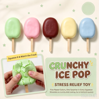 Jouet Squishy Anti-Stress en Forme de Sucette Glacée Faite Main, Peau Croustillante, pour Enfants et Adultes, Idéal pour le Bureau et les Moments de Détente Quotidiens