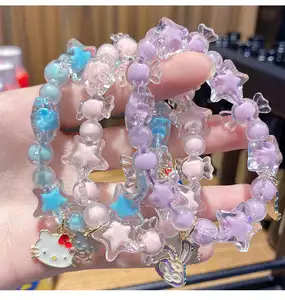 Berbagai macam kaca minimalis Kit Hello Kitties kupu-kupu Anime bayi perempuan penyembuhan manik-manik kristal perhiasan modis gelang