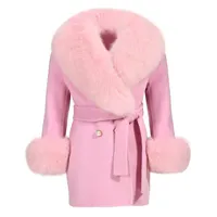 Yeni klasik kaşmir yün ceket kız yumuşak sıcak kürk yaka el yapımı kış sonbahar çocuklar yün bebek kaşmir palto