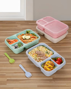 Boîte à lunch pour étudiants à trois compartiments, adaptée au micro-ondes et aux voyages en plein air, idéale pour le stockage des repas en cantine. - Product Image 4