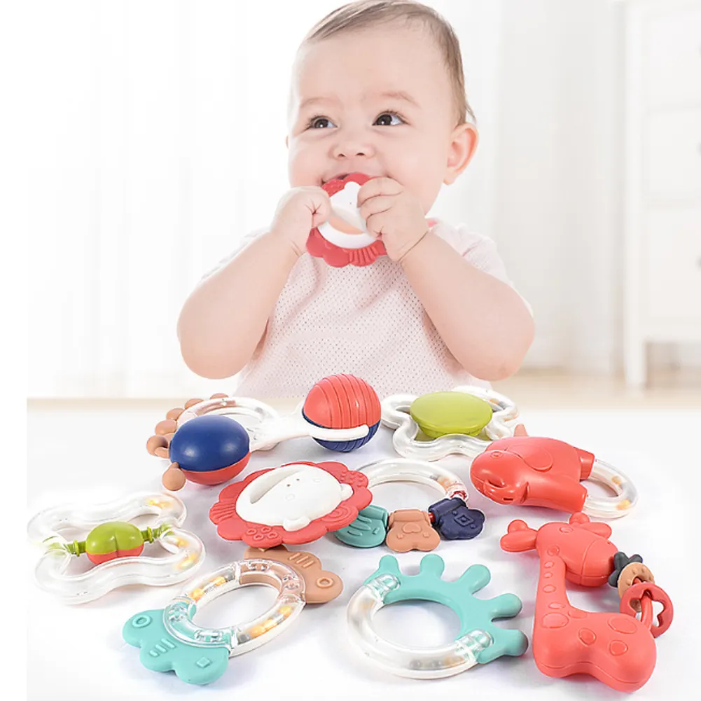 2024 juguetes populares para bebés, Juguetes Divertidos de teeglue de 0 a 3 años, pelota educativa para recién nacidos con agarre de mano, música para recién nacidos