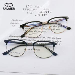 Lunettes Falaier pour hommes, monture intégrale TR90, noir et or, style rétro classique, verres anti-lumière bleue, 53 mm, lunettes optiques professionnelles - Product Image 3