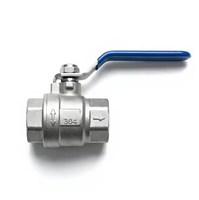 Válvulas de bola de acero inoxidable 316 de 2 vías con rosca NPT hembra, PN16 DN25 1" de paso completo, operación manual para agua, aceite y gas