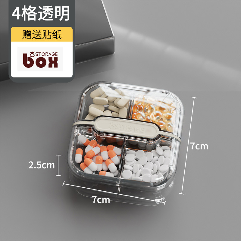4-compartment transparent pillbox