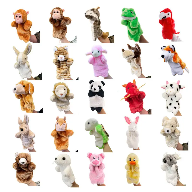 Giocattoli di peluche all'ingrosso cartone animato animali di peluche pupazzi a mano animali di peluche scuola materna genitori-bambino oggetti di scena interattivi pupazzi a mano