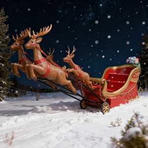 Sculpture décorative en résine écologique personnalisée pour l'extérieur, représentant un renne grandeur nature tirant un chariot pour un cadeau d'affaires de Noël - Product Image 4