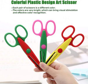 6 stili all'ingrosso di plastica per bambini Design forbici artigianali di sicurezza bordo decorativo Wave Edge taglio forbici a zig-zag - Product Image 3