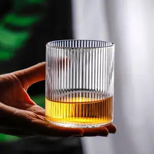 Japanse Creatieve Glazen Beker Sap Drink Koffie Cup Verticaal Patroon Transparant Whiskyglas Handgemaakt