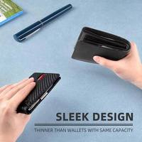 Dompet Kulit Asli Pria, Dompet Kulit Asli Ramping dengan Klip Uang Pemblokir RFID Pemegang Kartu Kredit
