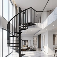 Escalier en colimaçon moderne d'extérieur robuste en acier galvanisé avec garde-corps en verre et main courante sécurisée pour escaliers de condombinations