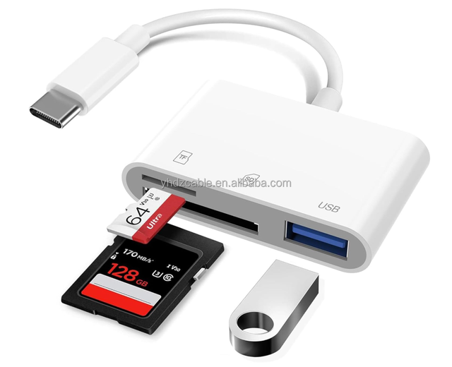 SD Card Reader with USB Camera Adapter Plug and Play Trail Game Camera SD Card Viewer Supports SD and TF Card Adapter for iPad