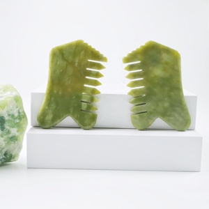 <strong>Best</strong> Selling Xiuyan Green Natural Jade Head Hair Massager Gua Sha Stone <strong>Massage</strong> Comb - Product Image 4