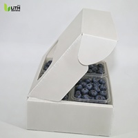 Scatola per Mirtilli in PP Ondulato Riciclabile ed Ecologica, Confezione per Frutta Fresca con Finestra, Cassa Riutilizzabile per Spedizione Frutti nella Catena del Freddo
