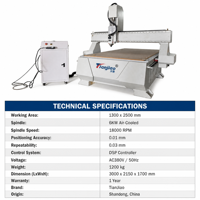 Machine de gravure CNC 1325 4x8 pieds pour le bois, aluminium, MDF, acrylique, avec broche simple et certification CE, garantie 1 an