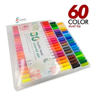 มาร์กเกอร์สีน้ำ60แพ็ค,ปากกาพู่กันเขียนตัวอักษรสีน้ำปริมาณสั่งซื้อขั้นต่ำน้อยสำหรับวาดรูปการ์ตูน