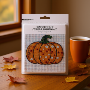 Kit de Peinture Strass Citrouille d'Automne 8 Pièces, Sous-verres Acryliques, Fournitures Artistiques DIY pour Débutants et Adultes - Product Image 2