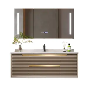 Mueble de Baño Flotante de Madera Maciza con Encimera de Piedra de <span class=keywords><strong>Roca</strong></span> de 36/42/48/66/72 Pulgadas con Lavabo, Gran Oferta - Product Image 5