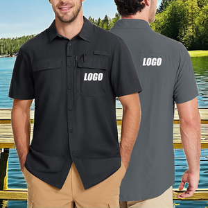 Camisa de Pesca Táctica de Verano para Hombre con Logotipo Personalizado OEM al por Mayor - Camisa de Trabajo de Manga Corta de Poliéster 100% Transpirable de Secado Rápido - Product Image 2