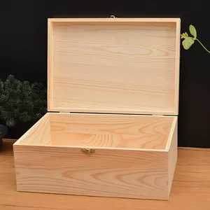 Caja de libros artesanales de madera con tapa abatible de alta capacidad, pluma de color natural, té, medicina, caja de madera para regalo