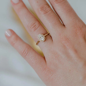 Diamond <b>Ring</b> Round Brilliant Cut Gold Women's Engagement Jewelry JZ-560 Geometric Design - Product Image 3