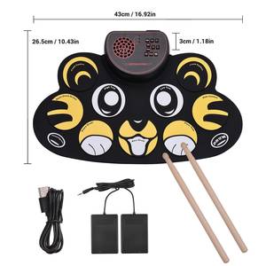 Juego <span class=keywords><strong>de</strong></span> batería electrónica portátil plegable, almohadilla <span class=keywords><strong>de</strong></span> práctica con altavoz incorporado, auriculares, clavija, pedales <span class=keywords><strong>de</strong></span> pie, <span class=keywords><strong>baquetas</strong></span> para principiantes - Product Image 3