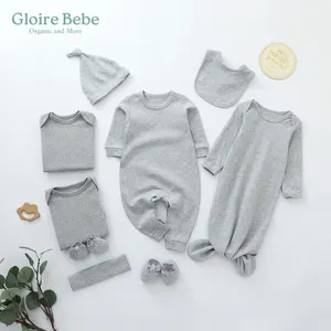 GOTS Certified Organic Cotton Custom Solid Toddler Kids Newborn Clothes Gifts Baby Pajamas Bodysuit Baby Clothes Sets