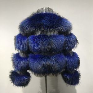 Vestes en fourrure de raton laveur pour femme, vêtements d'hiver chauds, épais, col montant, manches longues, vraie fourrure naturelle, - Product Image 4
