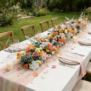 Flores Artificiales Hechas a Mano en Varios Estilos para Decoración de Bodas y Hoteles, Camino de Flores Artificiales - Product Image 1