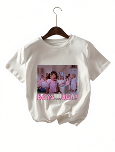 T-shirt da donna con stampa Valentine Dog, manica corta, girocollo, casual, estiva, 100% cotone jersey, vestibilità regolare - Product Image 1