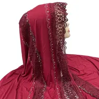 Лидер продаж, исламский женский шарф из 100% хлопка, Дубай, африканская вышивка, хиджаб со стразами 160*60 см